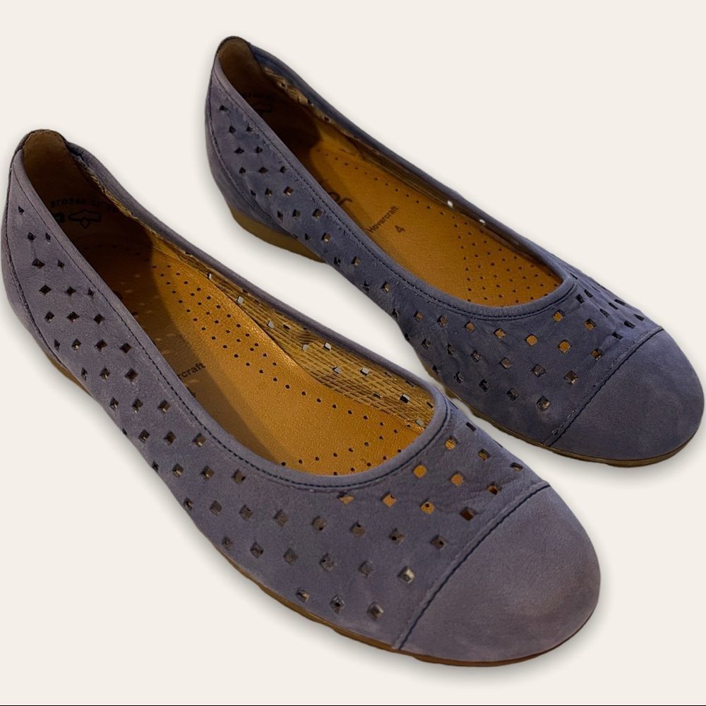 Women’s GABOR NUBUK Hovercraft Laser Cut Out Flats US Size 6.5/UK Size 4